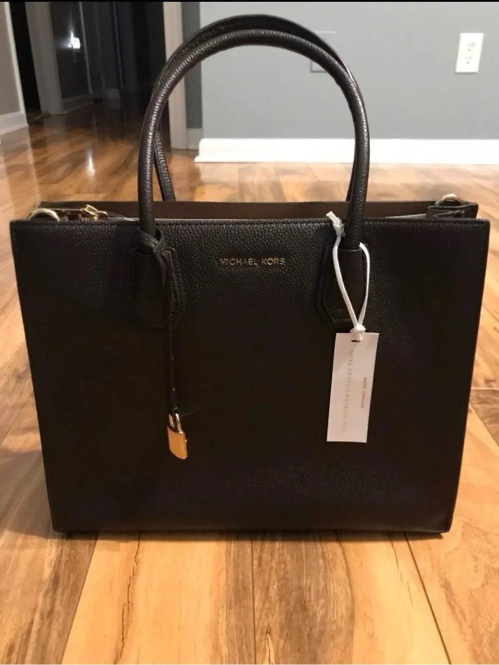 Michael Kors Brown Pebbled Leather Satchel with Gold Hardware